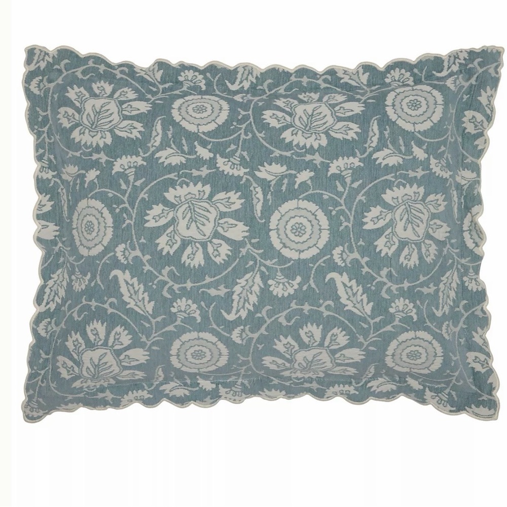 John Robshaw Green and White Floral Decorative king Sham